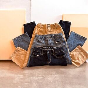 Trio- The Children's Place Dark Blue Denim and Tan Pants Set